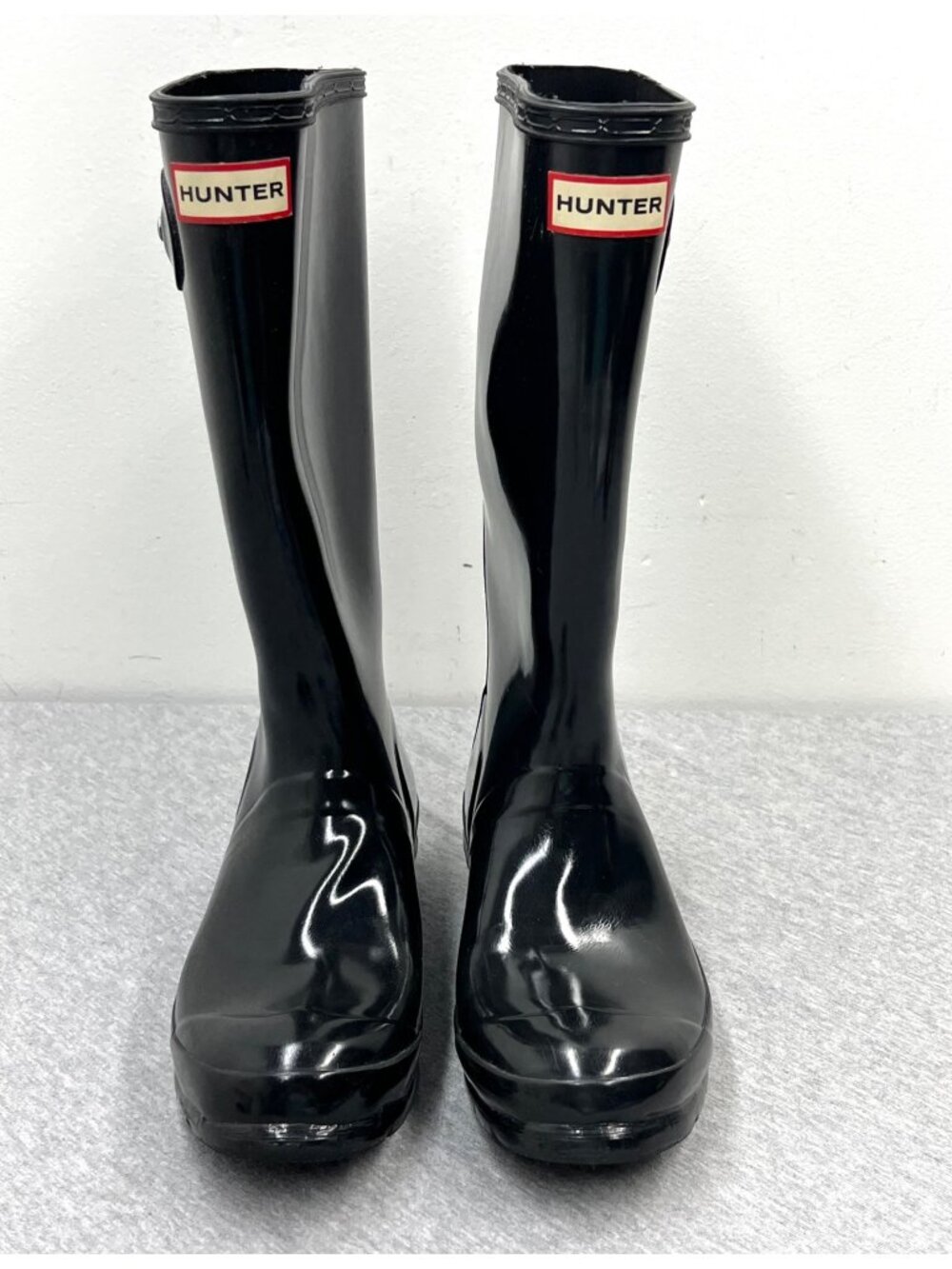 Hunter‎ Womens Tall Black Gloss Rain Boots Size 6 US